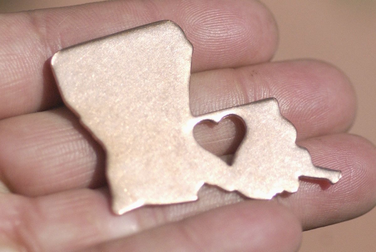 Louisiana State with Heart Perfect Blanks Cutout for Metalworking for Enameling Metalworking Blank Variety of Metals