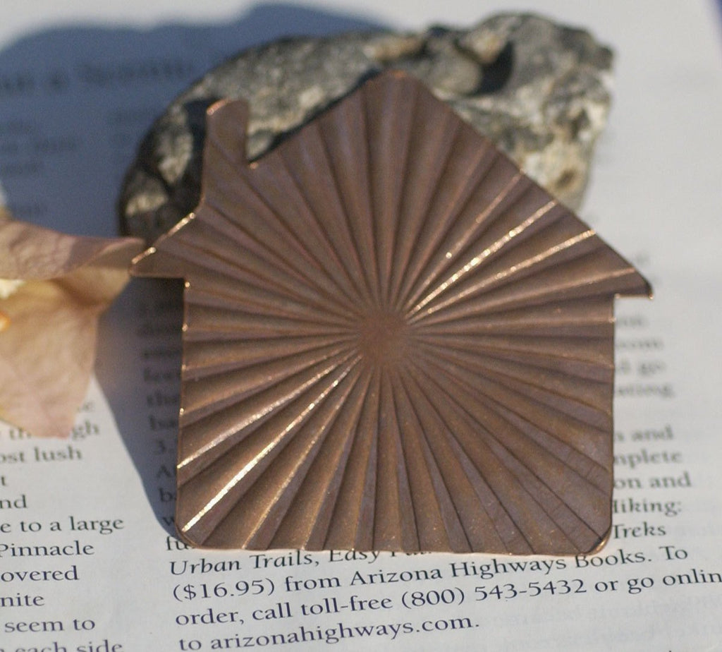 House Ruffled Pattern 67mm x 64mm Cutout Shape for Metalworking Jewelry Making Shape Blank Variety Metals - 2 pieces