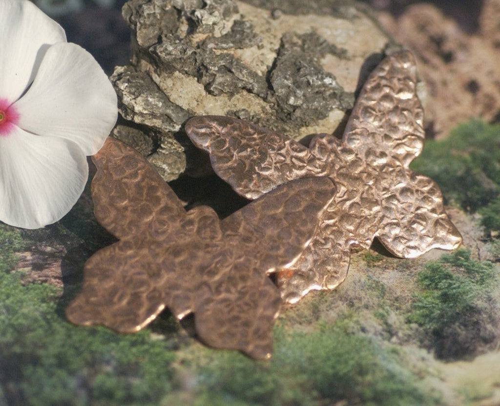 Butterfly Antique Hammered 35mm x 40mm Texture Enameling Stamping Texturing Variety Metals - 2 pieces
