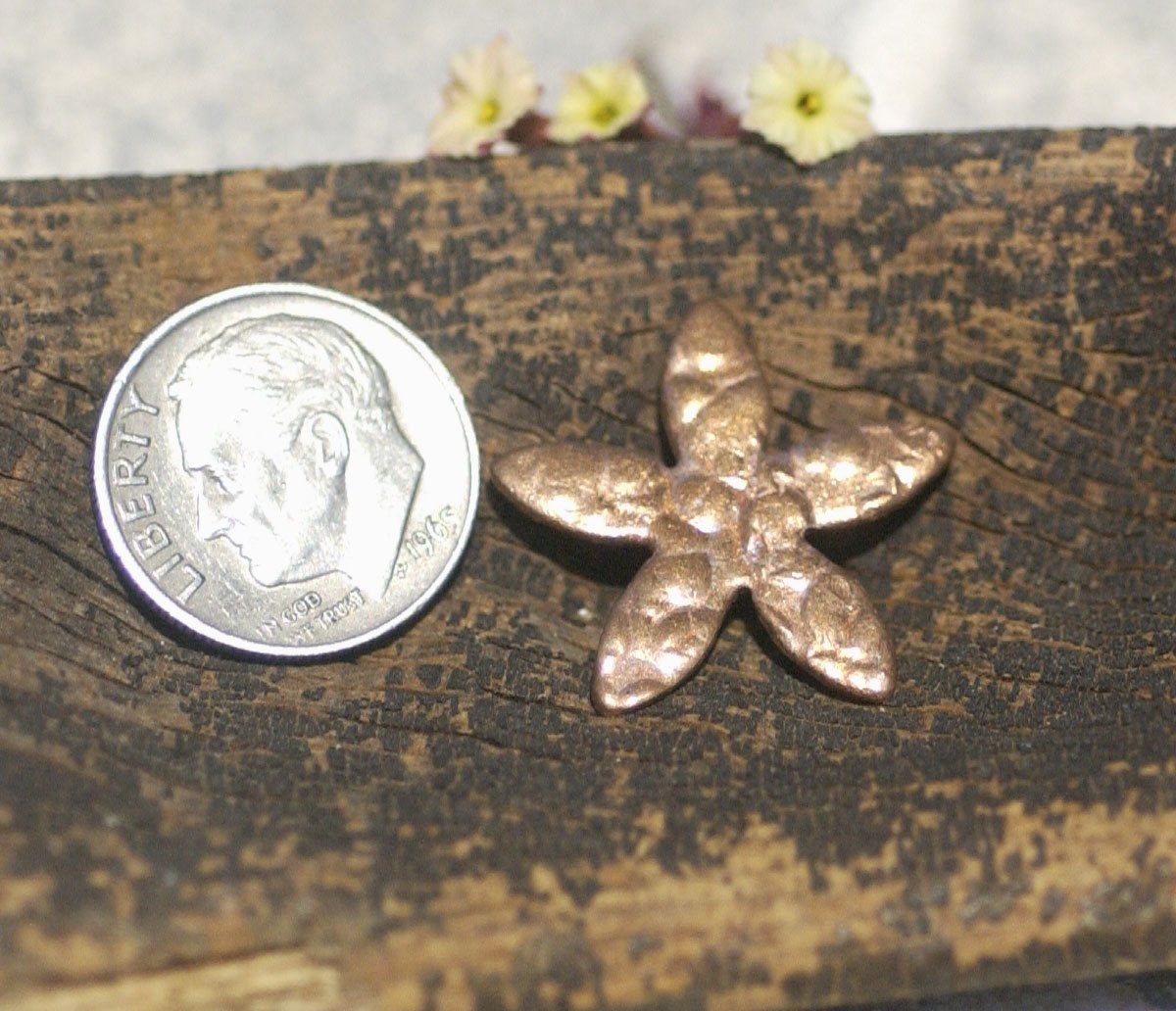Small 5 Petal Flower Antique Hammered 21mm 20g for Blanks Enameling Stamping Texturing Variety of Metals - 6 pieces