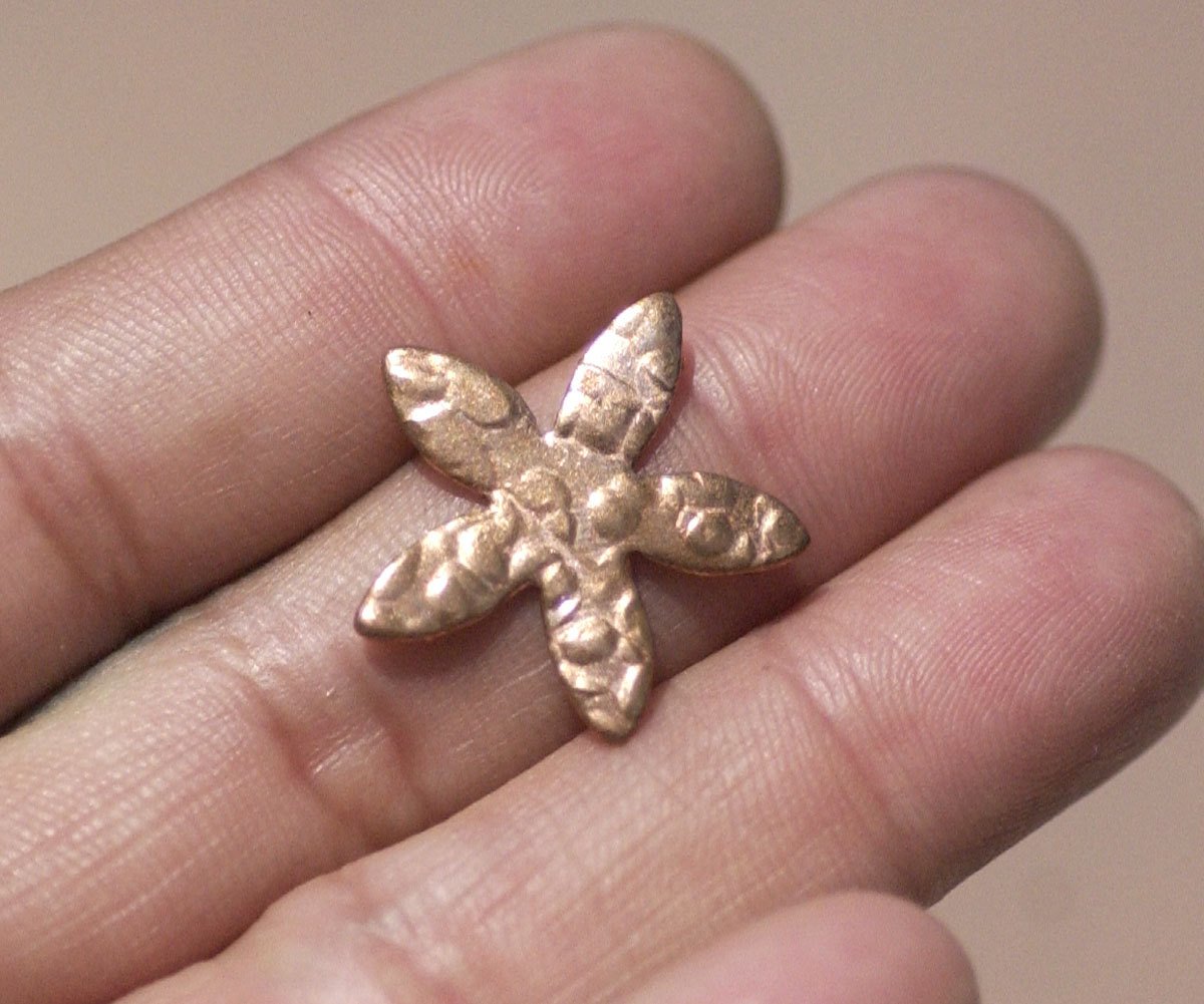 Small 5 Petal Flower Antique Hammered 21mm 20g for Blanks Enameling Stamping Texturing Variety of Metals - 6 pieces