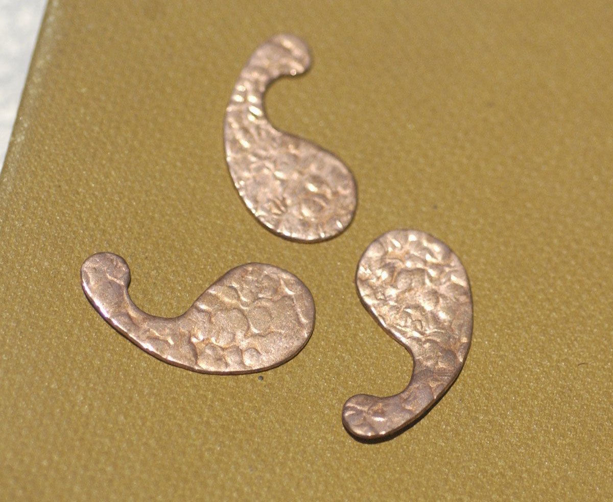 Paisley Antique Hammered Pattern 28mm x 15mm 20g for Blanks Enameling Stamping Texturing Soldering Variety of Metals