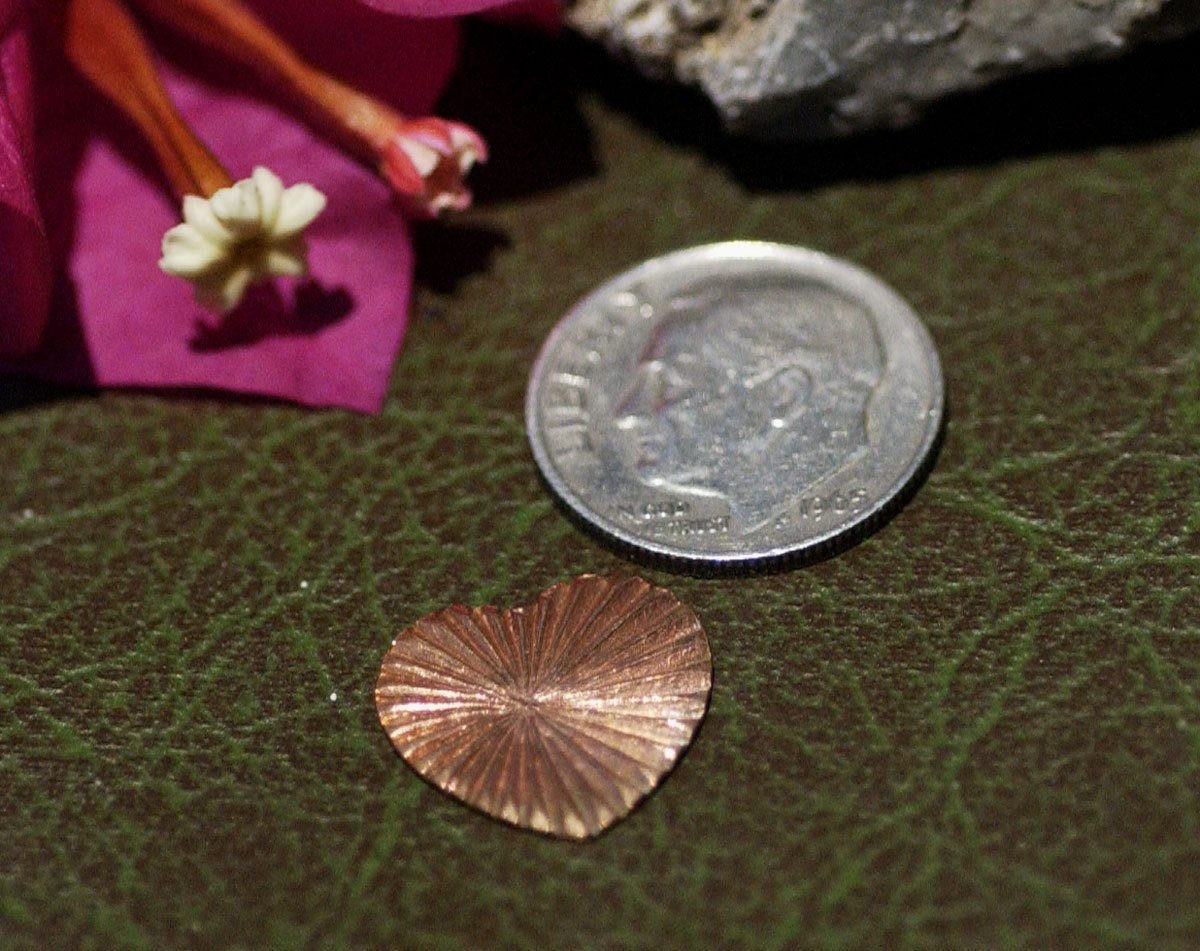 Heart Ruffled Pattern Tiny Classic 13mm x 12mm 24g Cutout for Enameling Stamping Texturing Variety of Metals