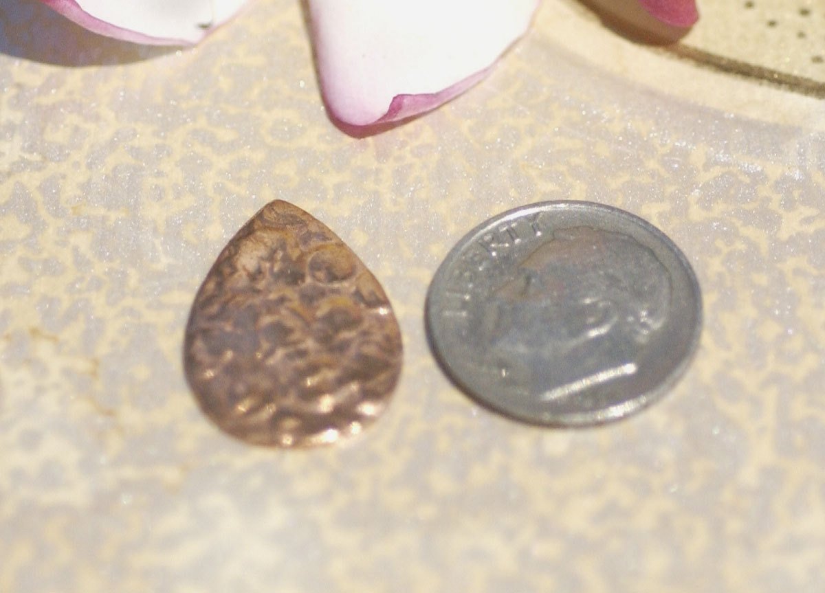 Antique Hammered Pattern Teardrop Small 20mm x 14mm 24g Shape for Enameling Stamping Texturing Soldering Variety of Metals