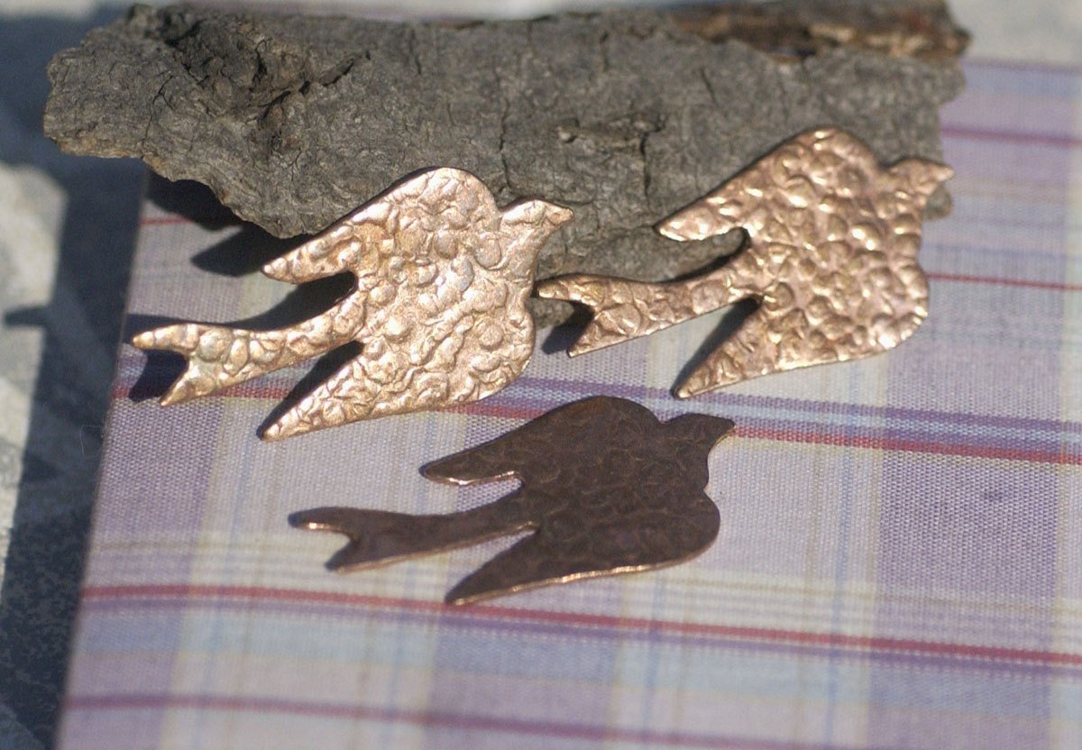 Bird Antique Hammered Pattern 45mm x 23mm Flying Sparrow Swallow for Enameling Stamping Texturing Variety of Metals