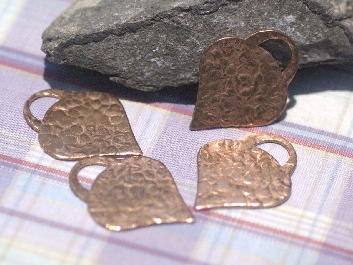 Antique Hammered Pattern Perfect Heart Padlock 28mm x 22mm Metal Shape Form for Metalworking Soldering Blank Variety of Metals - 4 pieces