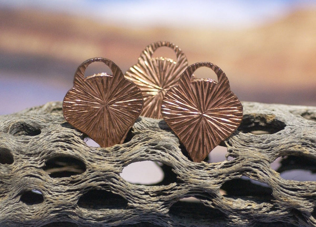 Perfect Heart Padlock Radiating Sun  28mm x 22mm Metal Blanks Shape Form for Metalworking Soldering Blank Variety of Metals - 4 pieces