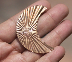 Moon Fantastic Ruffled Pattern 45mm x 30mm Metal Blanks Shape Form Variety of Metals - 2 Pieces