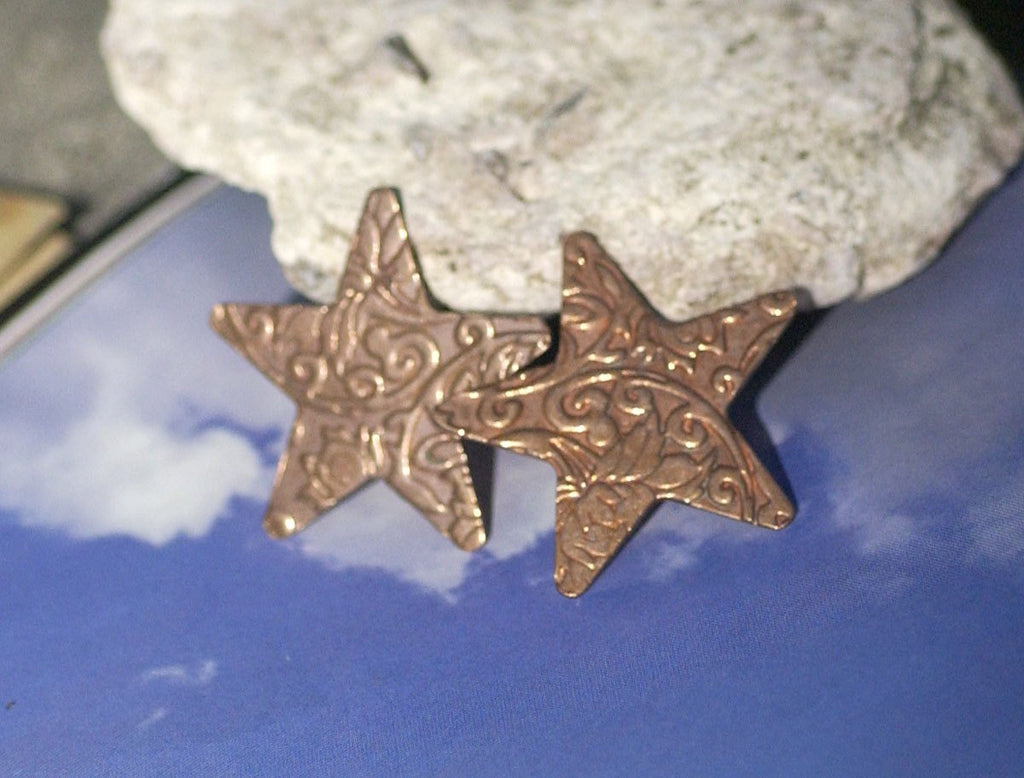 Stars in Lotus Flowers Textured 30mm for Enameling Stamping Texturing Soldering Blanks Variety of Metals