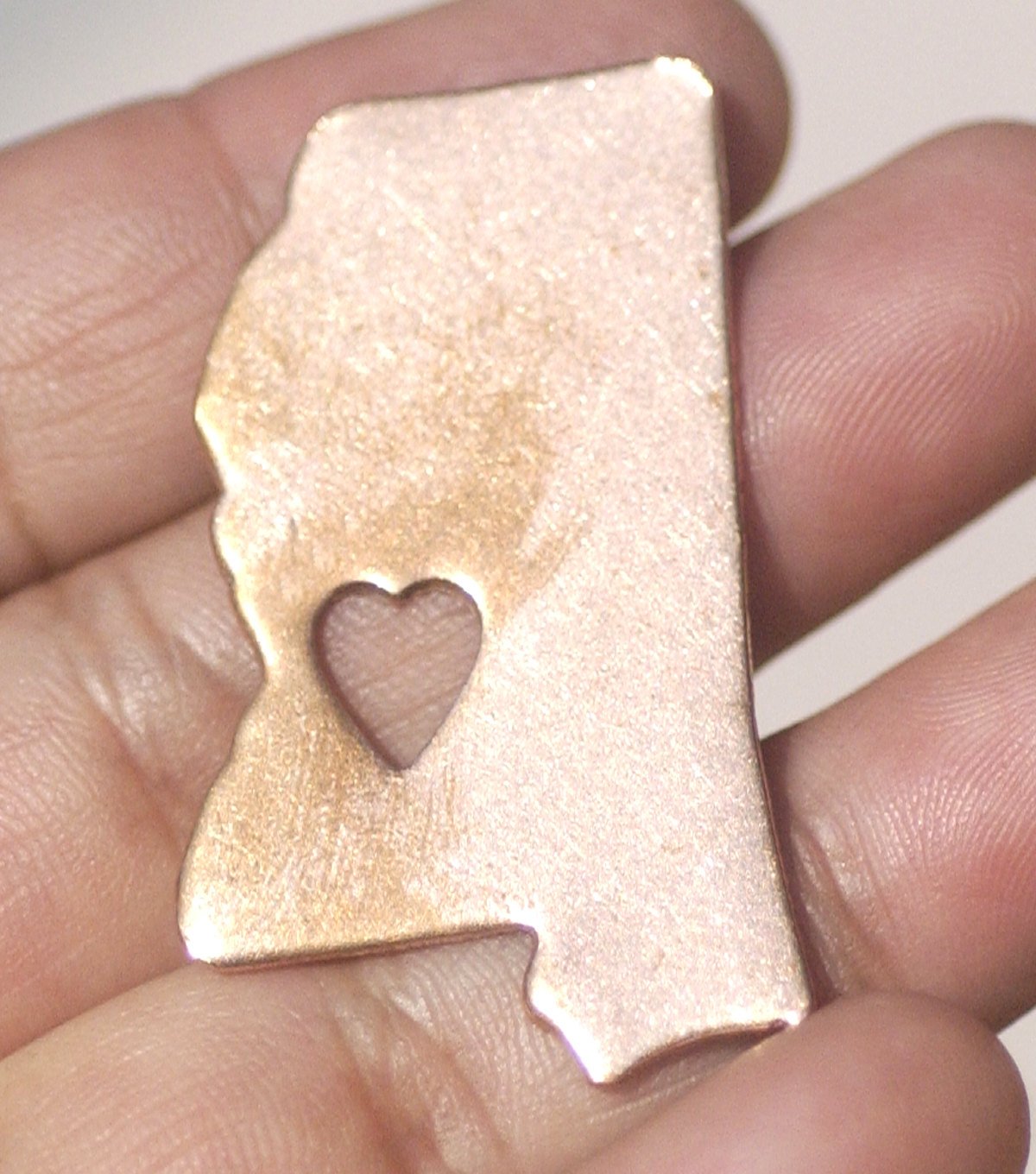 Mississippi State with Large Tiny Heart Cutout for Enameling Metalworking Stamping Texturing 100% Copper Blank - 4 pieces