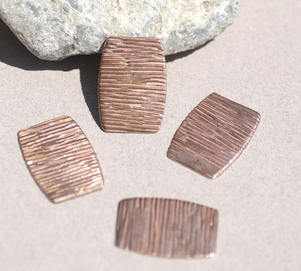 Woodgrain-Horizontal Pattern Barrel Rounded Rectangle Blanks Flat 26mm x 19mm for Enameling Stamping Texturing Blank