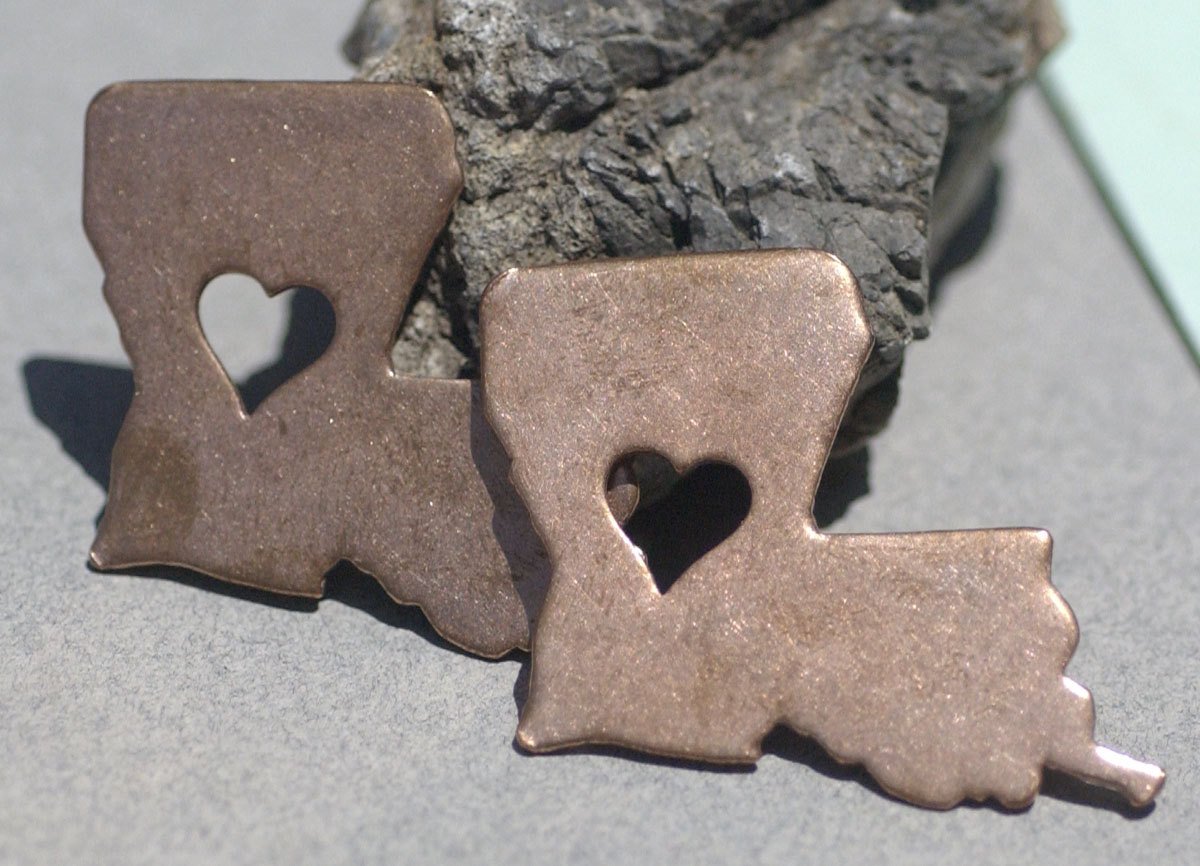 Louisiana State with Heart Perfect Blanks Cutout for Metalworking for Enameling Metalworking Blank Variety of Metals