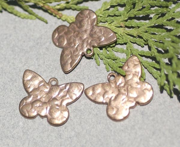 Butterfly Flutterbug 18mm x 14mm Textured Patterns Metal Blanks Shape Form Variety of Metals - 4 pieces