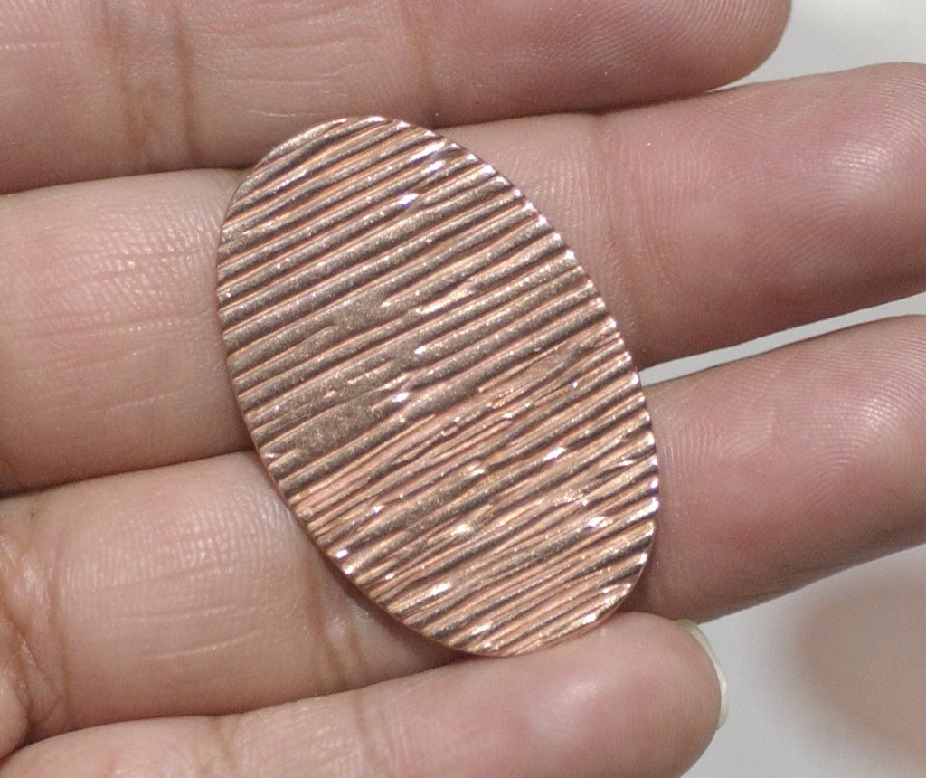 Oval 34mm x 22mm Woodgrain-Horizontal Pattern Shape for Enameling Stamping Texturing Variety of Metals - 6 pieces