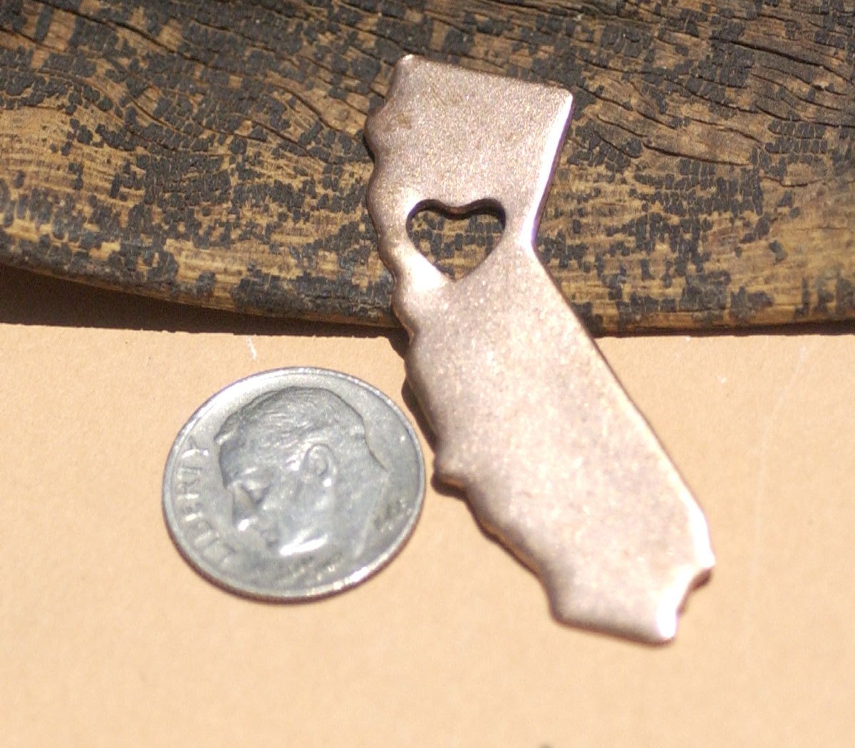 California State With Tiny Heart Chubby Blanks Cutout for Enameling Metalworking Stamping Texturing - Variety of Metals