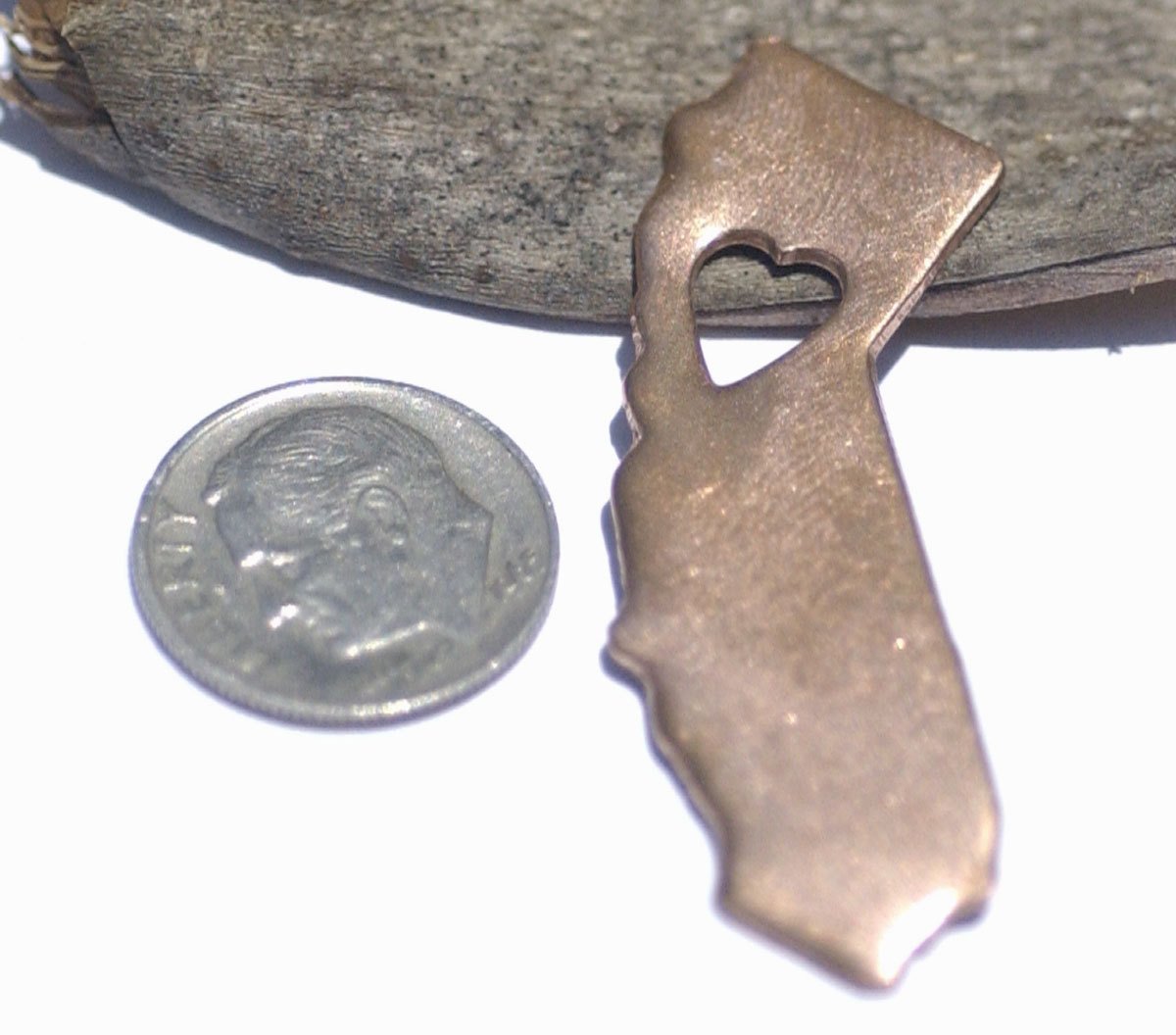 California State With Tiny Long Heart Blanks Cutout for Enameling Metalworking Stamping Texturing - Variety of Metals