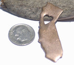 California State With Tiny Long Heart Blanks Cutout for Enameling Metalworking Stamping Texturing - Variety of Metals