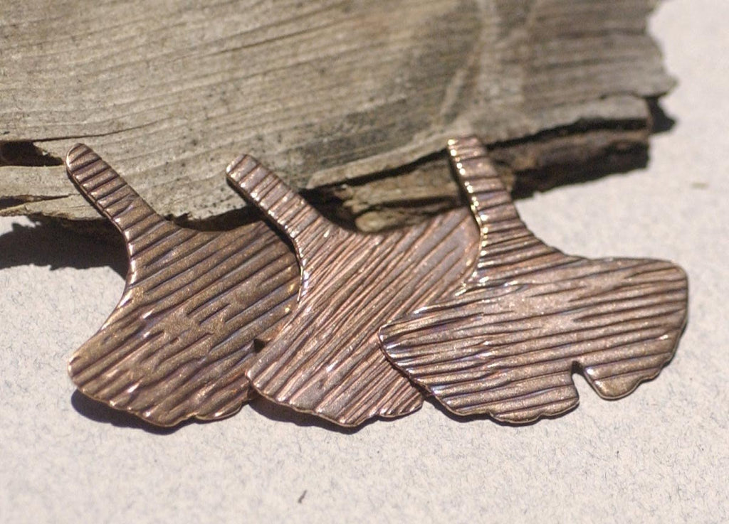 Ginkgo Biloba Leaf - Leaves - Fall Greenery 30mm x 28mm Woodgrain Pattern Cutout for Enameling Stamping Texturing Blanks Variety of Metal