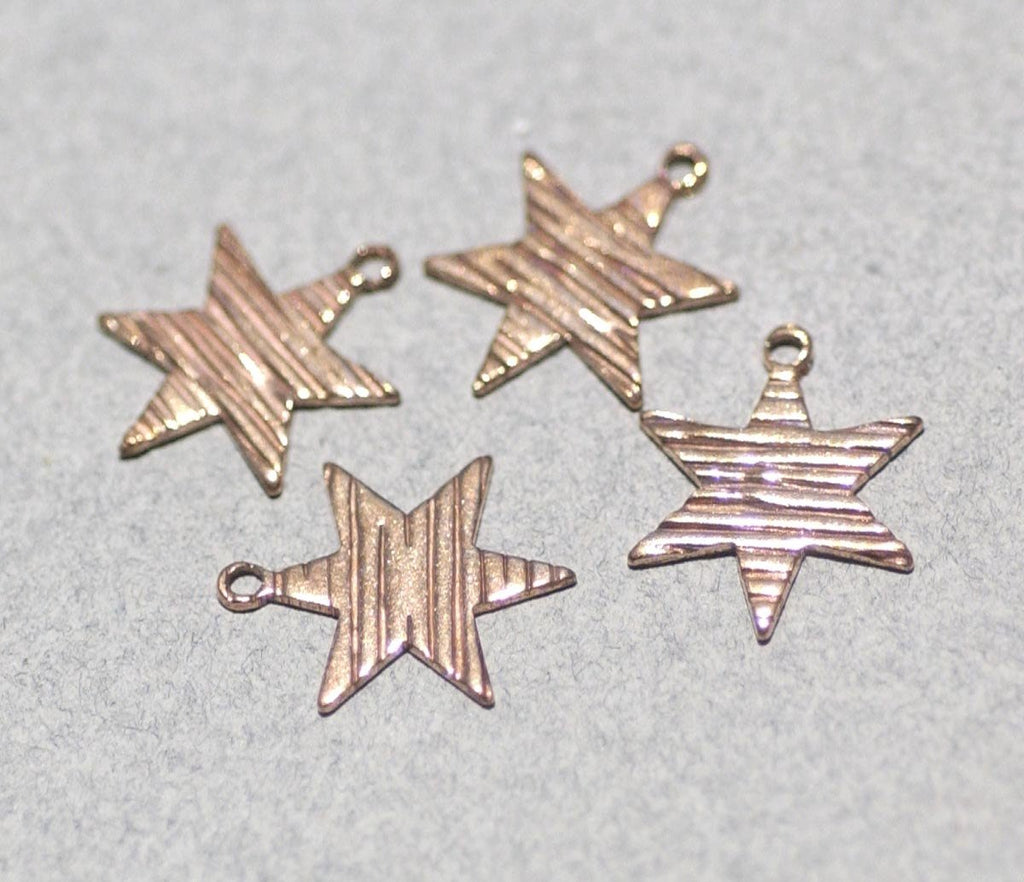 Star Blank 17mm Cutout Woodgrain Pattern for Blanks Soldering Stamping Texturing - Variety of Metal