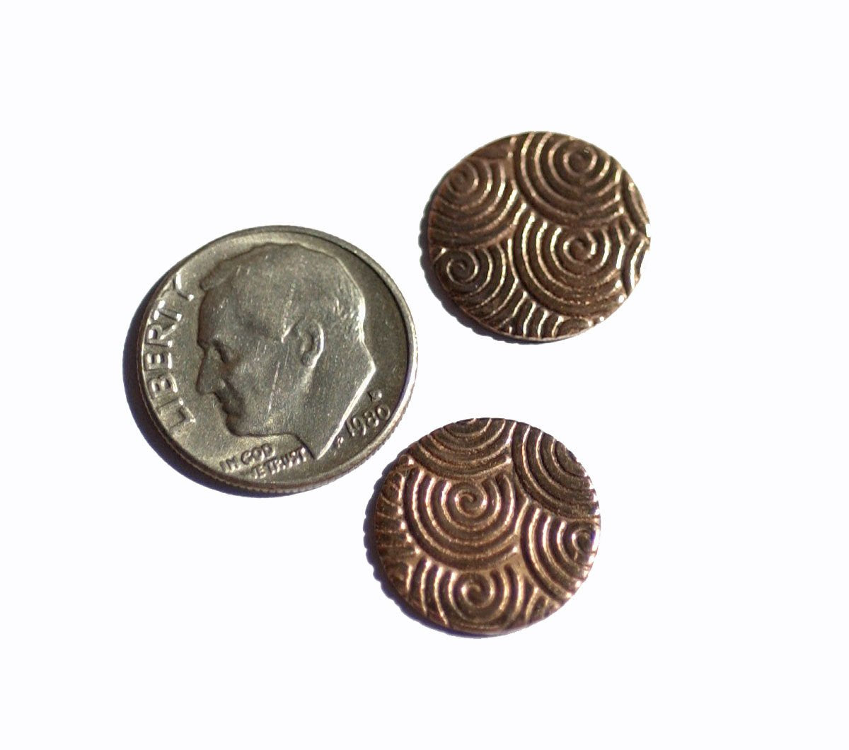 Spiral Water Disc Copper 24g 15mm Polished Textured Blanks Shape for Enameling Soldering Metalworking Blanks - 6 Pieces