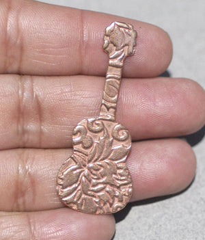 Copper Guitar Lotus Flower Pattern Blanks Enameling Stamping Texturing 100% Copper Blank Variety of Metals 4 Pieces