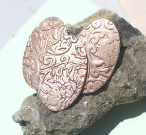Oval 35mm x 21mm Lotus Flower Pattern Blanks Shape for Enameling Stamping Texturing Variety of Metals - 6 pieces