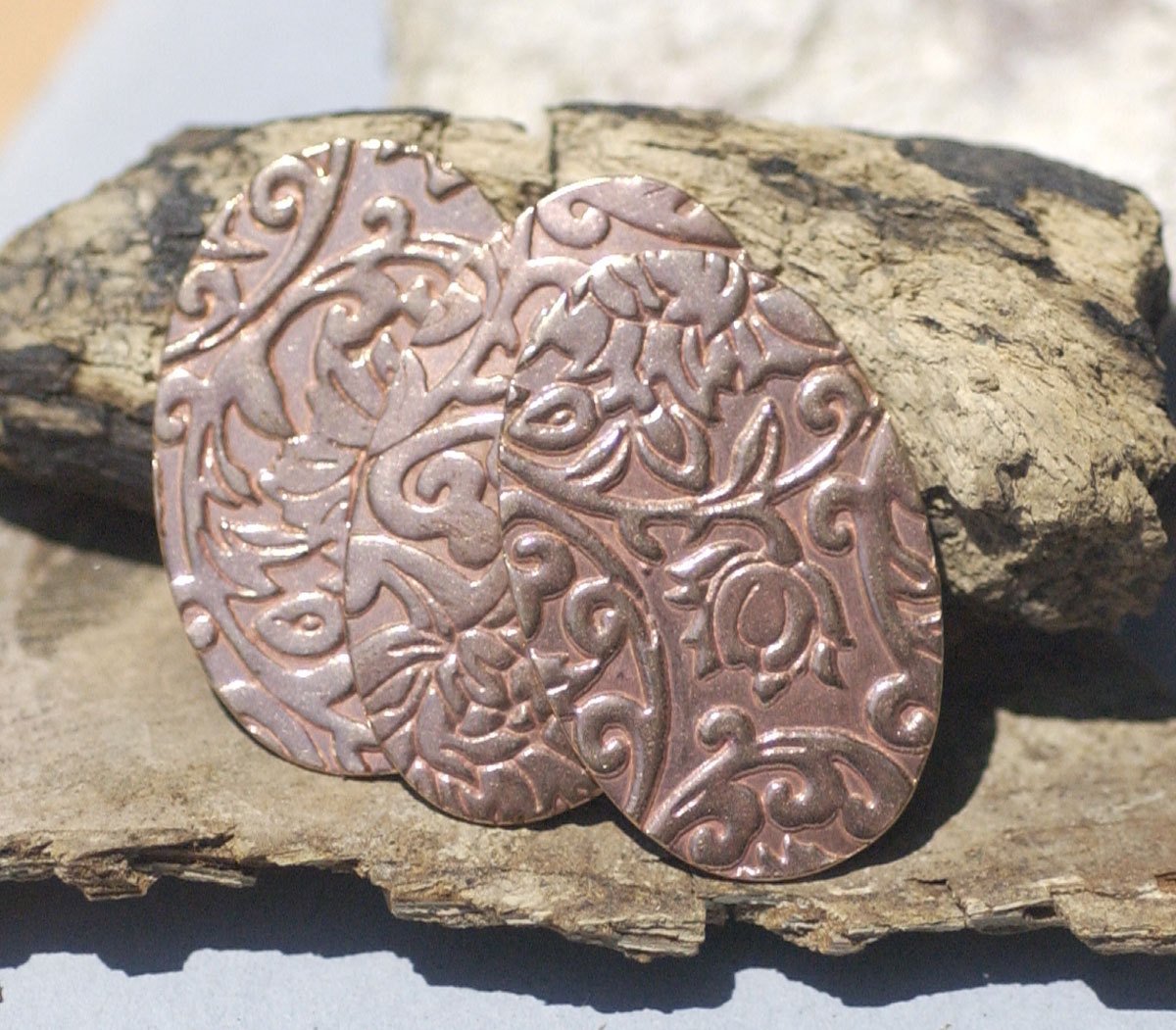 Lotus Flower Pattern Oval 34mm x 22mm  Blanks Shape for Enameling Stamping Texturing Variety of Metals