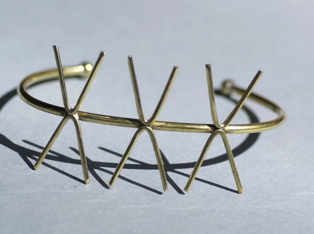 Solid Brass Cuff Bracelet with 4 Prongs - Three Claws for Jewelry Making Supplies