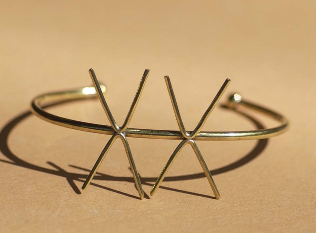Solid Brass Cuff Bracelet with 4 Prongs - Two Claws for Jewelry Making Supplies