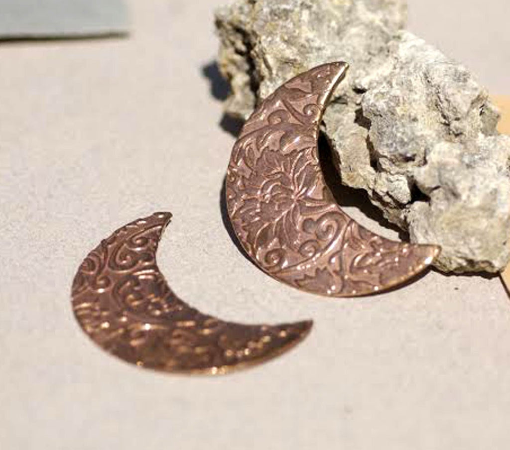 Moon with Lotus Flowers Texture Enameling Stamping Texturing Metalworking Blanks - Variety of Metals