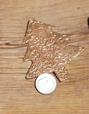 Textured Christmas Tree Lotus Flowers Metal Blanks - Jewelry Supplies