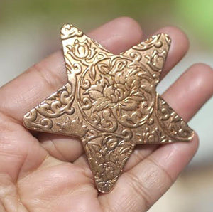 Star Lotus Flowers Texture 62mm Cutout for Enameling Stamping Soldering Blanks - Variety of Metals