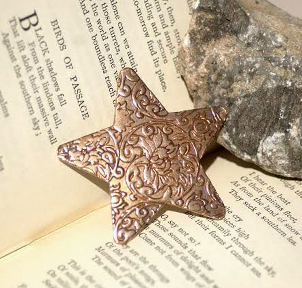 Star Lotus Flowers Texture 62mm Cutout for Enameling Stamping Soldering Blanks - Variety of Metals