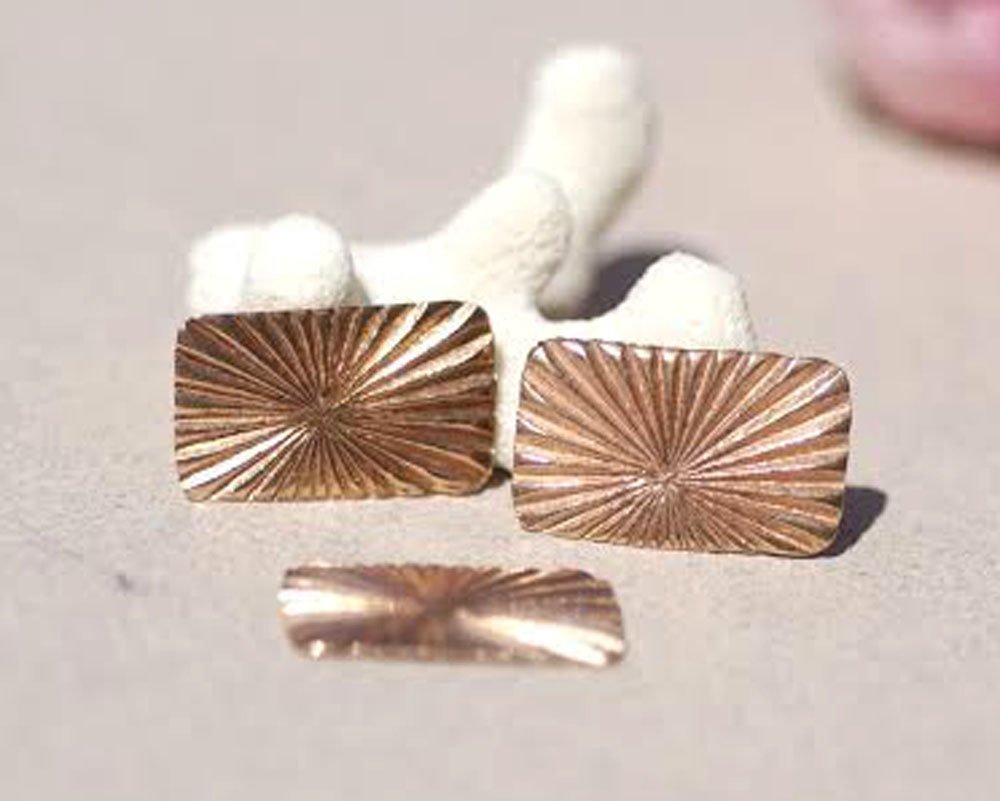 Rectangles Ruffled Pattern 19mm x 11mm 24g Blanks Shape Drilled Metalworking Stamping Texturing Soldering Blanks - Variety of Metals