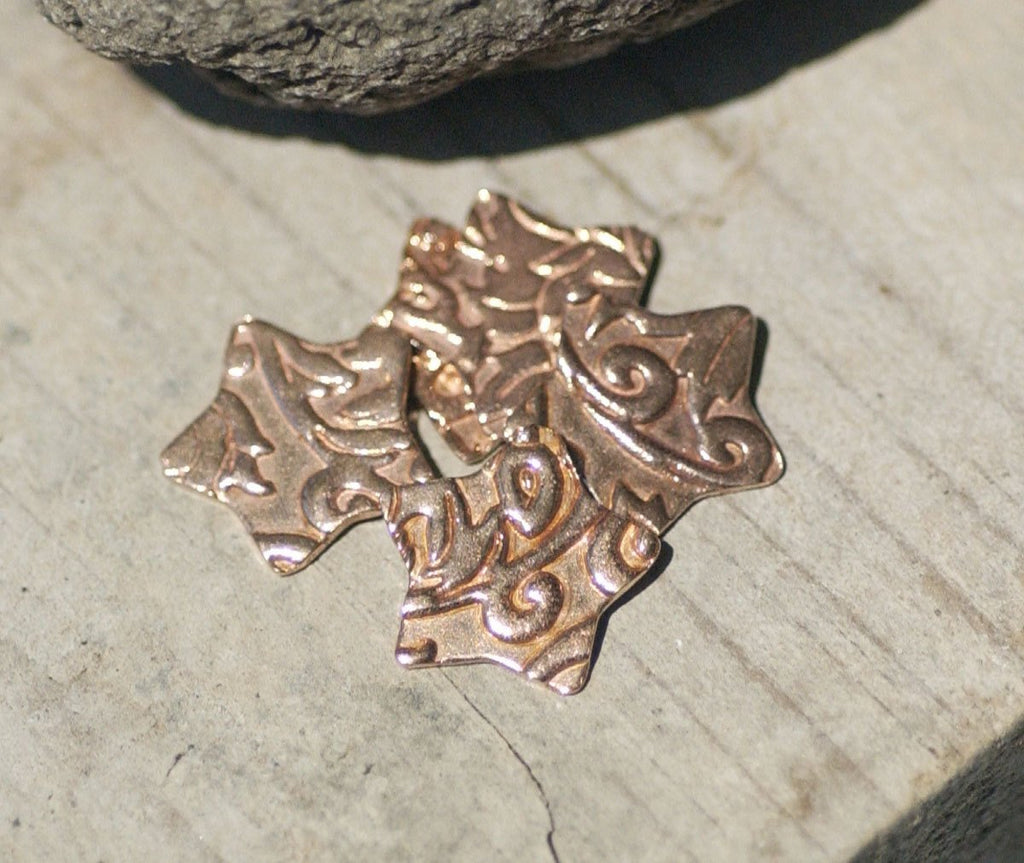 Chubby Star 14.5mm Lotus Flower Pattern Blanks Cutout Shape for Enameling Stamping Metalwork Texturing - Variety of Metals