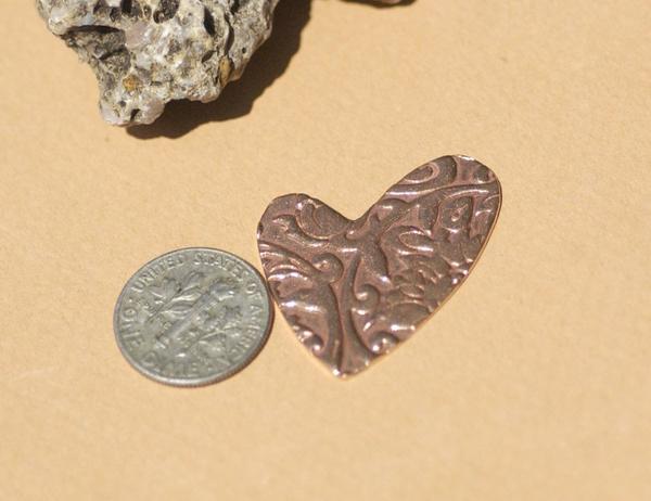 Lopsided Heart 27.5mm x 30.5mm in Textured Patterns Blank - Variety of Metals