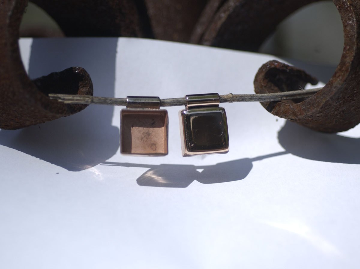 Tube Pendant Setting Copper Bezel Cups - 24g - 13mm Square Blanks with Cutout for Enameling