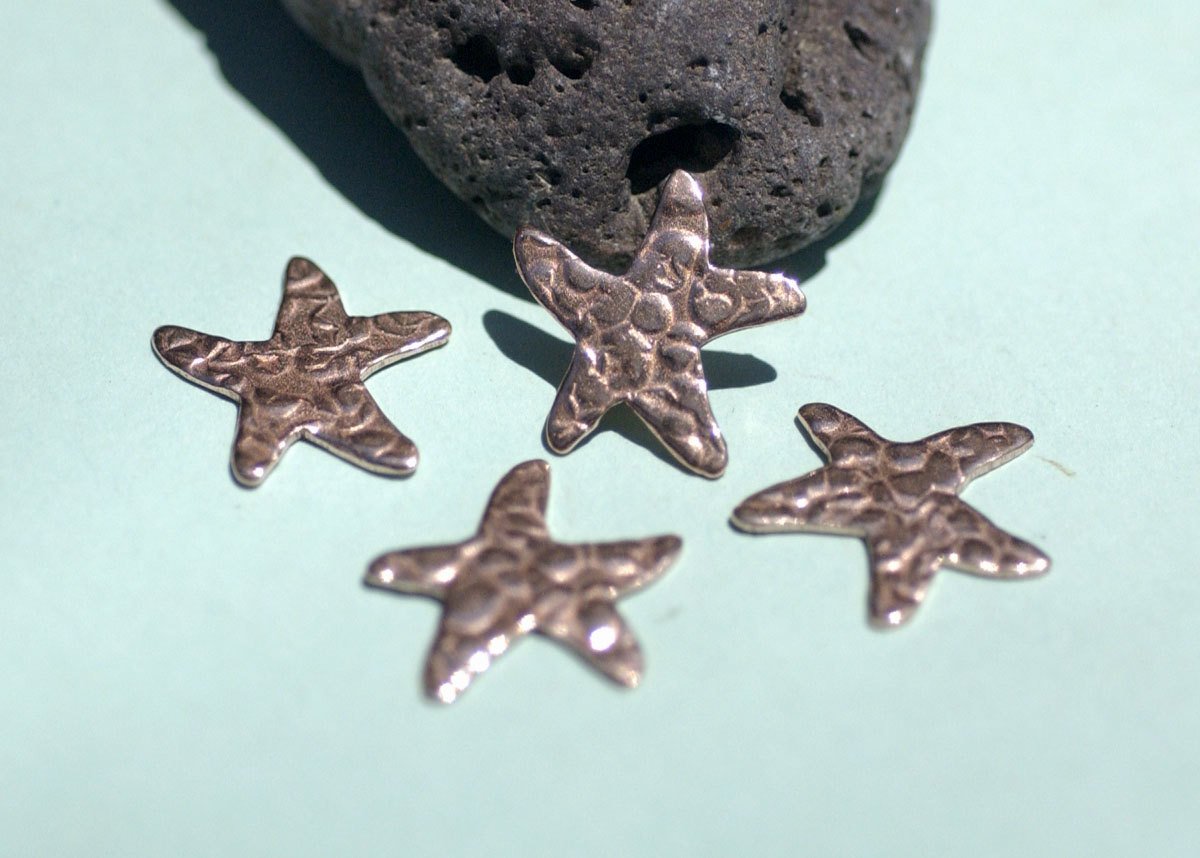Starfish 19.7mm x 17.7mm Antique Hammered for Enameling Stamping Texturing Soldering Blanks -Variety of Metals 6 pieces