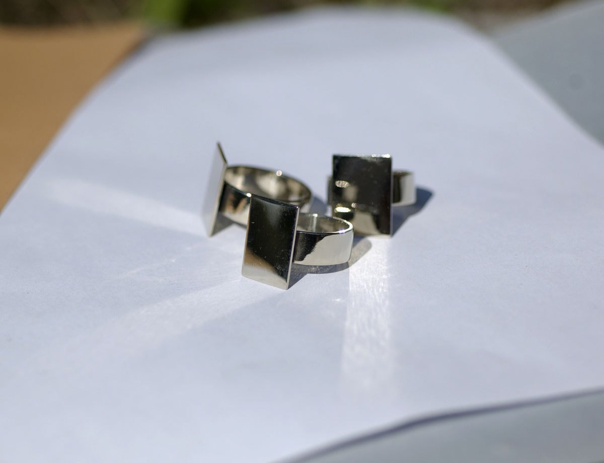 Rectangle Ring Glue Pad Nickel Silver for Gluing Handmade Ring Blanks, DIY Ring