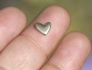 Tiny Lopsided Heart metal blanks, Small heart blank 7mm