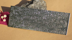 paisley pattern textured sheet metal in nickel silver