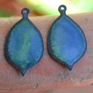 Enameled Finding - Earring Pair Blue and Black