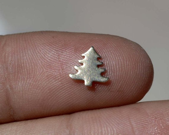 Tiny metal Pine Tree blanks, Mini Christmas Trees
