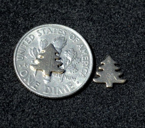 Tiny metal Pine Tree blanks, Mini Christmas Trees