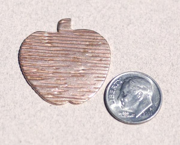 Large Apple in Textured Pattern Metal 28mm x 30mm