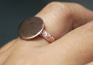 Flourish Pattern Ring 14mm Round Glue Pad - DIY Ring Blank