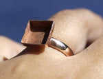 Square Bezel Cup Ring with Plain Half Round Shank, 10mm square cup