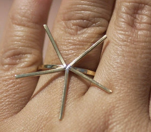 Handmade Claw Ring, Square Shank with 5 square prongs