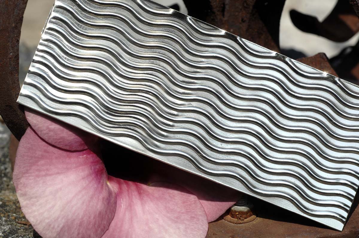 Textured Metal Sheet Wide Waves Pattern